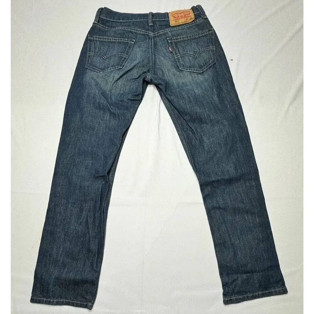 Levis 511 Men's Dark Wash Slim Fit Straight Leg Blue Denim Jeans - Size 29x27.5*